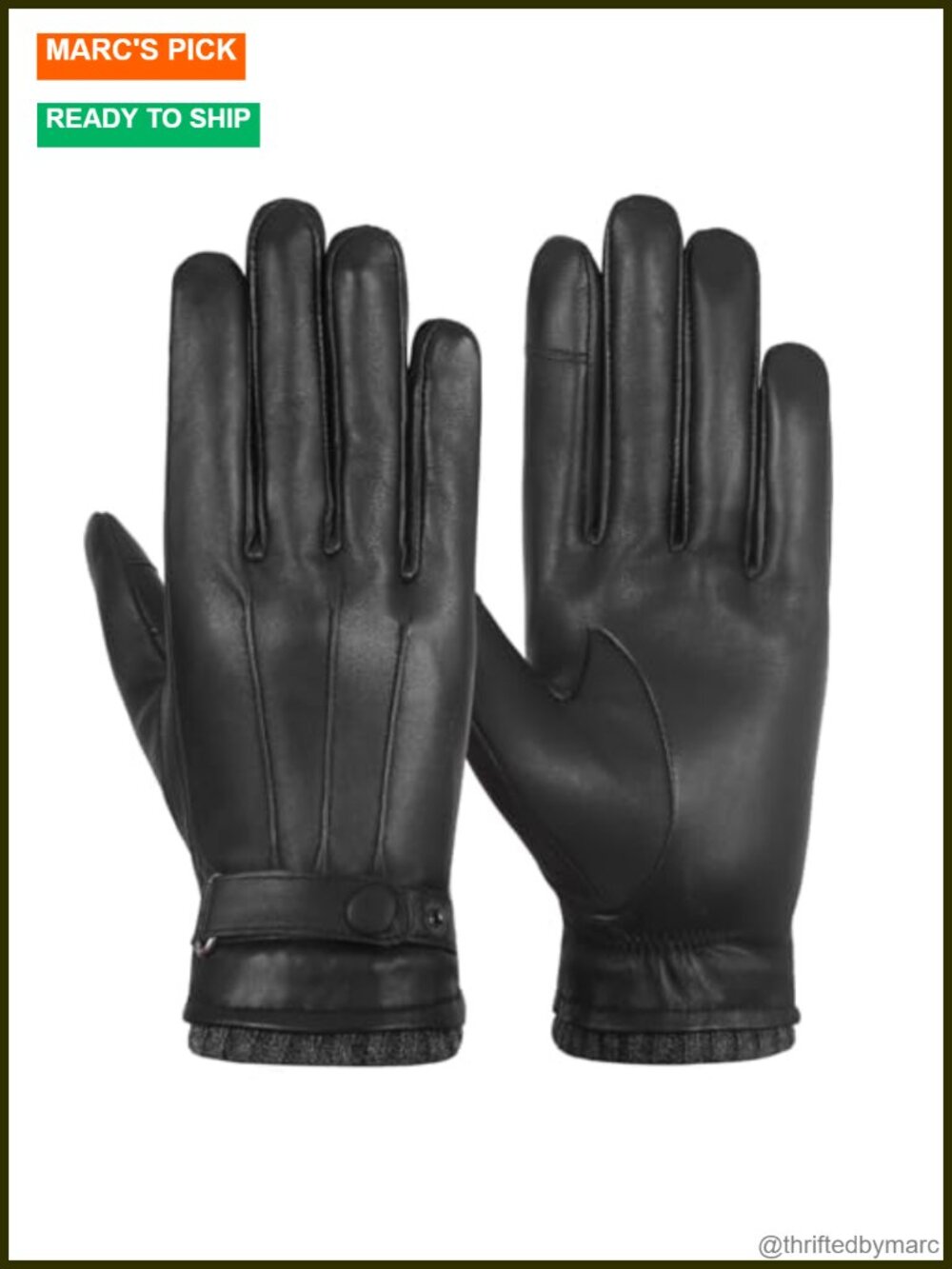 Sheepskin Leather Driving Gloves with Fleece Lining Touchscreen